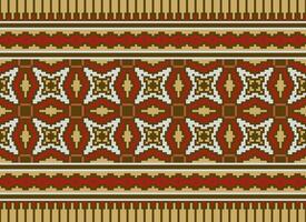 pixel attraversare punto modello con floreale disegni. tradizionale attraversare punto ricamo. geometrico etnico modello, ricamo, tessile ornamento, tessuto, mano cucito modello, culturale Cucitura vettore