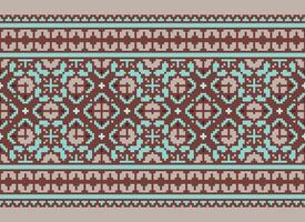 geometrico modelli di moderno elegante struttura. frontiere nel il modulo di un' pixel ornamento per ricamo, ceramica piastrelle e tessile interno design elementi. senza soluzione di continuità illustrazione vettore