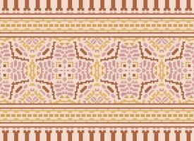 africano ikat pixel floreale paisley ricamo sfondo. geometrico etnico orientale modello tradizionale.azteco stile astratto vettore illustrazione.disegno per trama, tessuto, abbigliamento, avvolgimento, tappeto.