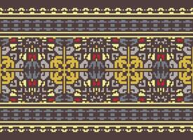 pixel etnico modello vettore sfondo. senza soluzione di continuità modello tradizionale, design per sfondo, sfondo, batik, tessuto, tappeto, vestiario, avvolgere, e tessile.etnico modello vettore illustrazione.