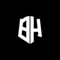 bh monogramma lettera logo nastro con stile scudo isolato su sfondo nero vettore