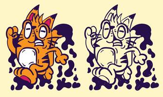 gatto scarabocchio carino animale illustrazione per libro colorazione pagina vettore