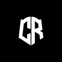 cr monogramma lettera logo nastro con stile scudo isolato su sfondo nero vettore