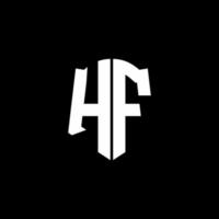 nastro logo lettera monogramma hf con stile scudo isolato su sfondo nero vettore