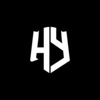 hy monogramma lettera logo nastro con stile scudo isolato su sfondo nero vettore