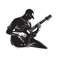 silhouette musicista giochi il chitarra vettore illustrazione