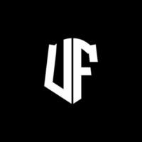 uf monogramma lettera logo nastro con stile scudo isolato su sfondo nero vettore