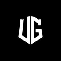 ug monogramma lettera logo nastro con stile scudo isolato su sfondo nero vettore