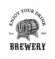 isolato retrò Vintage ▾ birra logo, logo modello disegni con di legno botti per birra Casa. vettore