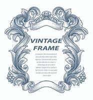 Vintage ▾ confine telaio incisione con antico ornamento modello - vettore design