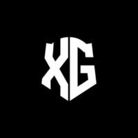 xg monogramma lettera logo nastro con stile scudo isolato su sfondo nero vettore