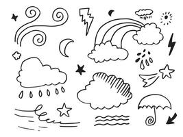 collezione meteo disegnata a mano. illustrazione vettoriale in stile piatto su sfondo bianco.