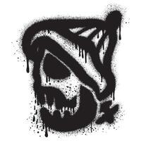 spray dipinto graffiti cranio spruzzato. graffiti cranio icona con al di sopra di spray nel nero al di sopra di bianca. vettore illustrazione.