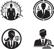 ai generato minimo e moderno avvocato logo icone silhouette impostare, avvocato attività commerciale, legge azienda consulenza logo vettore