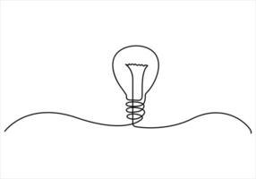 continuo uno linea disegno di leggero lampadina su linea vettore arte illustrazione