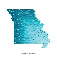 vettore isolato geometrico illustrazione con ghiacciato blu la zona di Stati Uniti d'America, stato di Missouri carta geografica. pixel arte stile per nft modello. semplice colorato logo con pendenza struttura
