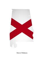 vettore isolato illustrazione con bandiera e semplificato carta geografica di Alabama, stato di Stati Uniti d'America. volume ombra su il carta geografica. bianca sfondo