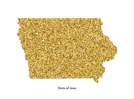 vettore isolato illustrazione con semplificato carta geografica di stato di Iowa, Stati Uniti d'America. brillante oro luccichio struttura. decorazione modello.
