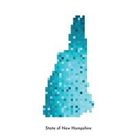 vettore isolato geometrico illustrazione con ghiacciato blu la zona di Stati Uniti d'America, stato di nuovo Hampshire carta geografica. pixel arte stile per nft modello. semplice colorato logo con pendenza struttura