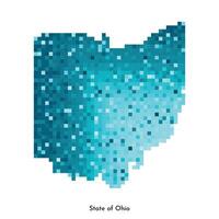 vettore isolato geometrico illustrazione con ghiacciato blu la zona di Stati Uniti d'America, stato di Ohio carta geografica. pixel arte stile per nft modello. semplice colorato logo con pendenza struttura