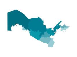 vettore isolato illustrazione di semplificato amministrativo carta geografica di Uzbekistan. frontiere di il regioni. colorato blu cachi sagome