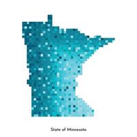 vettore isolato geometrico illustrazione con ghiacciato blu la zona di Stati Uniti d'America, stato di Minnesota carta geografica. pixel arte stile per nft modello. semplice colorato logo con pendenza struttura