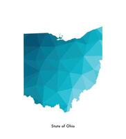 vettore isolato illustrazione icona con semplificato blu carta geografica silhouette di stato di Ohio, Stati Uniti d'America. poligonale geometrico stile. bianca sfondo.