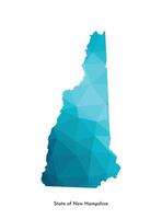 vettore isolato illustrazione icona con semplificato blu carta geografica silhouette di stato di nuovo hampshire, Stati Uniti d'America. poligonale geometrico stile. bianca sfondo.