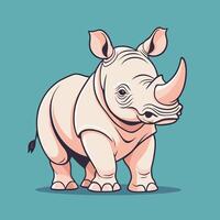 ai generato rinoceronte cartone animato illustrazione clip arte vettore design