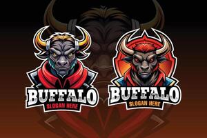 bufalo portafortuna logo design. impostato di Toro portafortuna per sport o gioco logo vettore