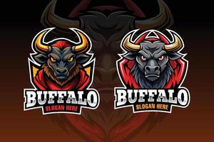 bufalo portafortuna logo design. impostato di Toro portafortuna per sport o gioco logo vettore