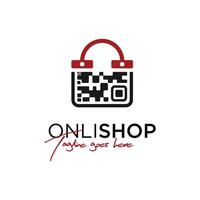 Borsa qr codice icona simbolo logo design in linea shopping vettore