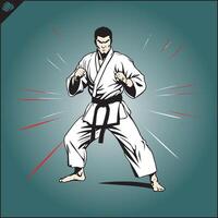 kyokushin pieno contatto karateka nel un' bianca chimono vettore