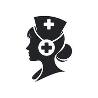 un' nero e bianca Immagine di un' infermiera con un' stetoscopio su esso vettore