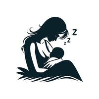 materno abbraccio vettore silhouette di mamma Tenere stanco bambino