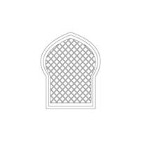 ul Fitri o eid mubarak scarabocchio schema. contento eid al Fitr mubarak auguri carta concetto con moschea e lanterna nel schema mono linea arte illustrazione. vettore