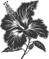 ai generato silhouette ibisco fiore nero colore solo vettore