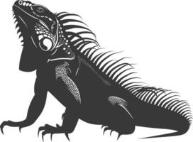 ai generato silhouette iguana animale nero colore solo pieno corpo vettore