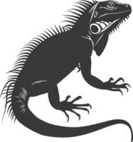 ai generato silhouette iguana animale nero colore solo pieno corpo vettore