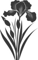 ai generato silhouette iris fiore nero colore solo vettore