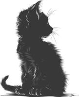 ai generato silhouette gattino carino animale nero colore solo pieno corpo vettore