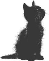 ai generato silhouette gattino carino animale nero colore solo pieno corpo vettore