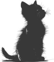 ai generato silhouette gattino carino animale nero colore solo pieno corpo vettore