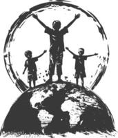 ai generato silhouette illustrazione per festeggiare mondo umanitario giorno vettore