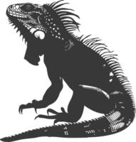 ai generato silhouette iguana animale nero colore solo pieno corpo vettore