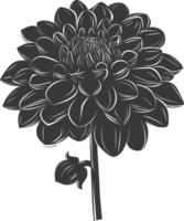 ai generato silhouette dalia fiore nero colore solo vettore