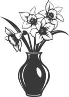 ai generato silhouette narciso fiore nel il vaso nero colore solo vettore