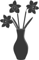 ai generato silhouette narciso fiore nel il vaso nero colore solo vettore