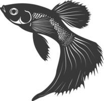 ai generato silhouette guppy pesce animale nero colore solo pieno corpo vettore