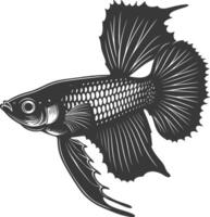 ai generato silhouette guppy pesce animale nero colore solo pieno corpo vettore